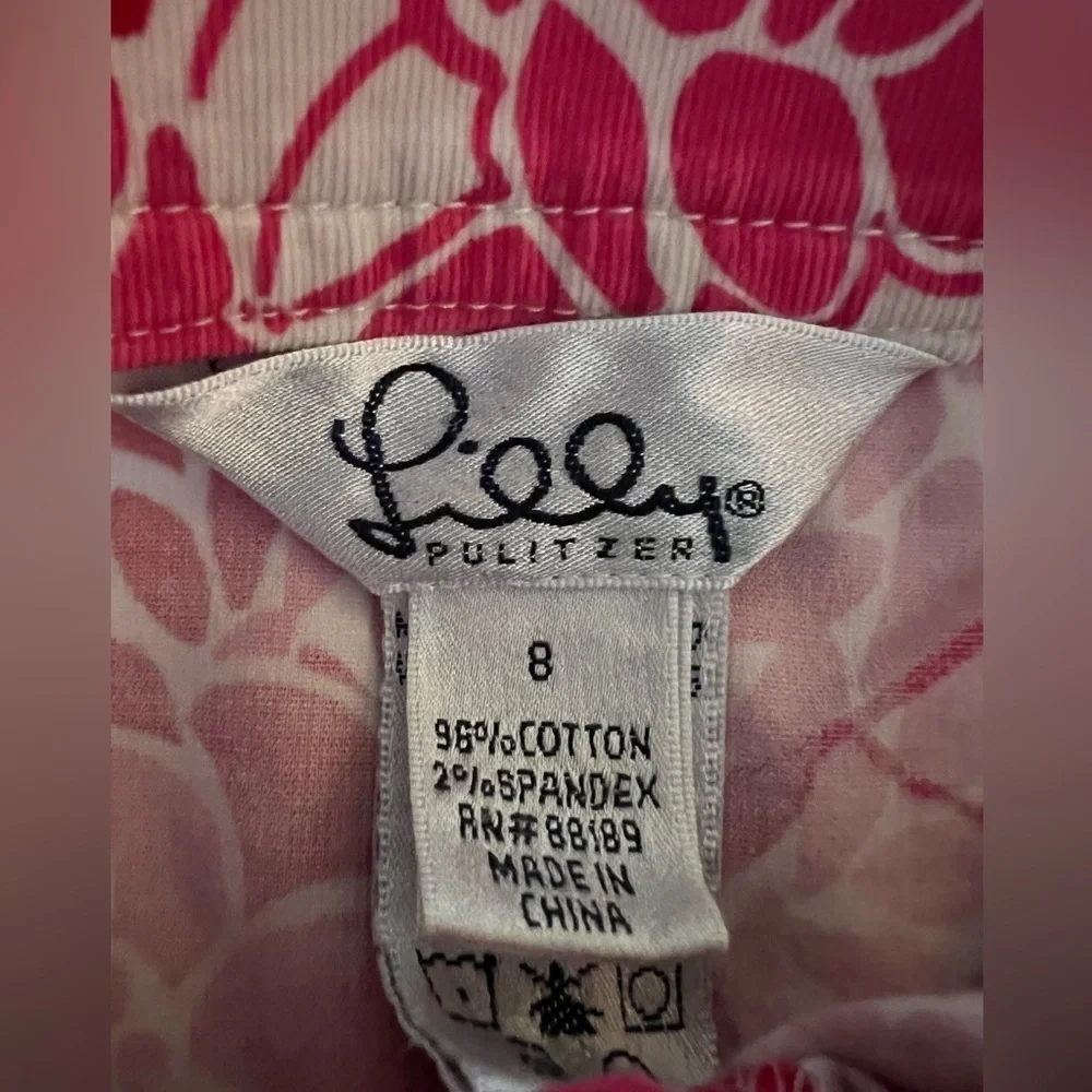 Vintage 90s Lilly Pulitzer pink white floral corduroy mini skirt sz 8 preppy